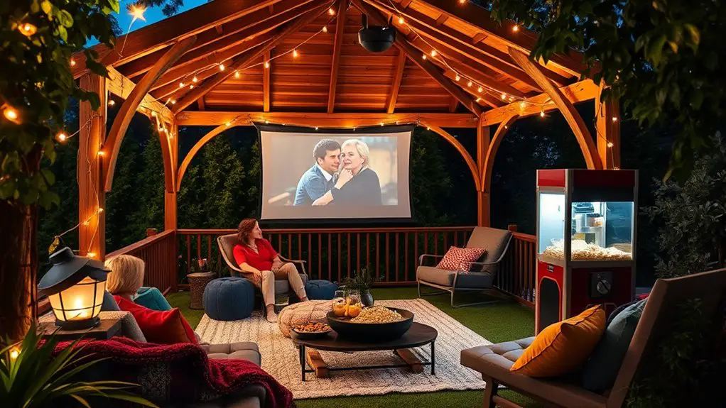 backyard film festival setup