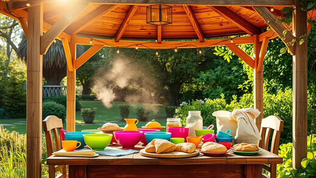 baking class under gazebo