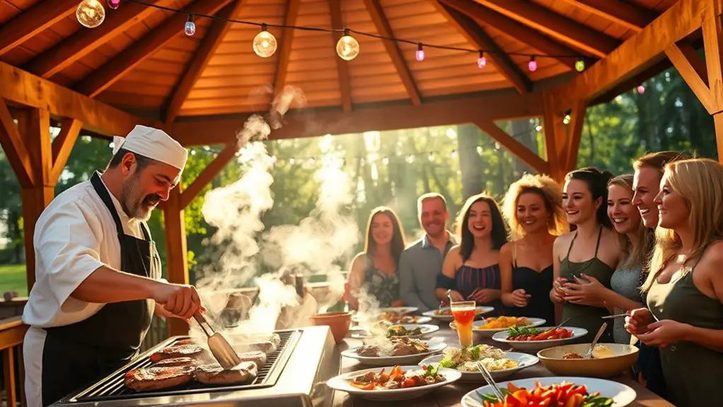 barbecue skills under gazebo