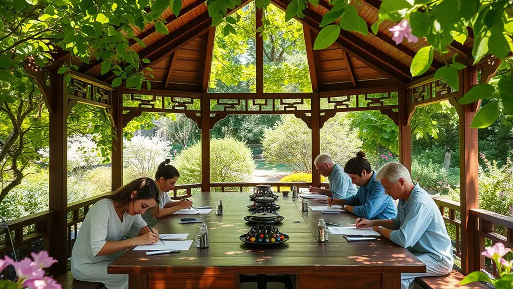calligraphy workshop under gazebo