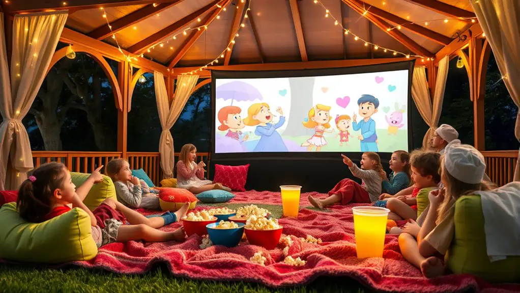 cartoon movie night gazebo