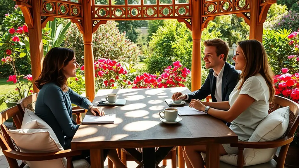 casual meetings in gazebo