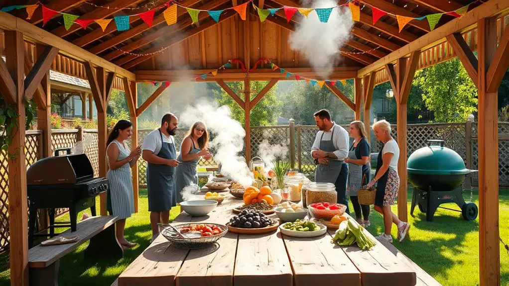 community cooking gazebo setup
