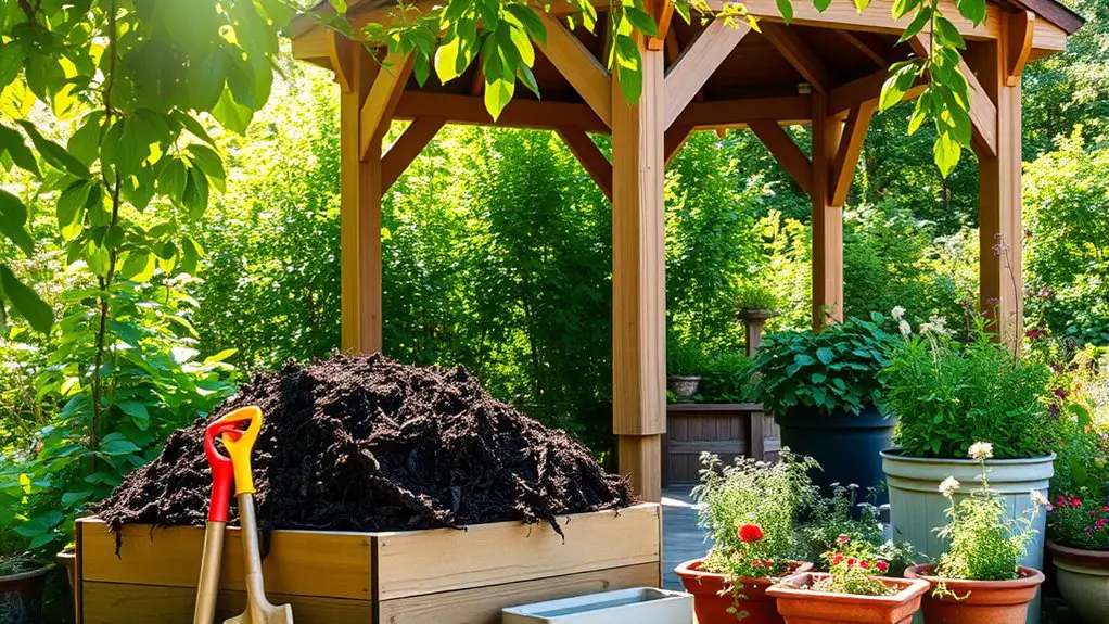 composting station near gazebo