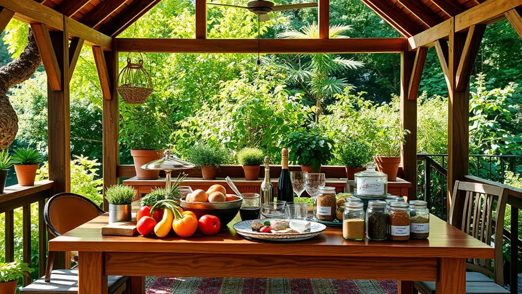 cooking station in gazebo