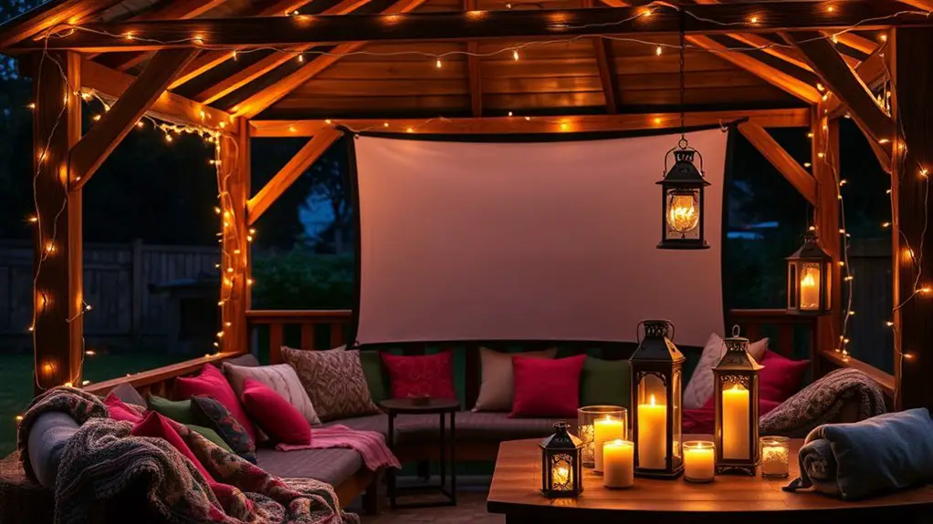 cozy gazebo outdoor cinema
