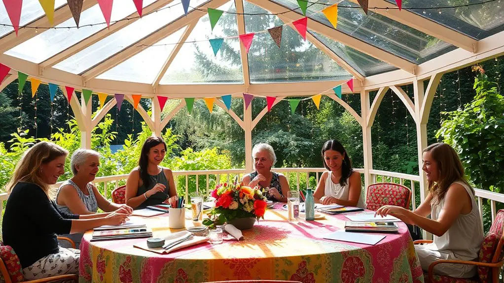 crafting party in gazebo