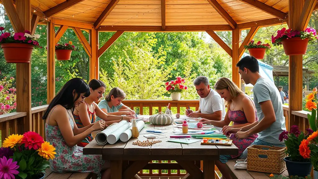crafting under the gazebo