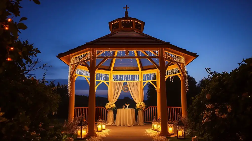 enchanting gazebo wedding lighting