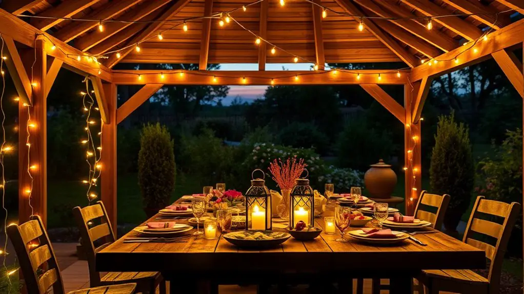 evening potluck gazebo lighting