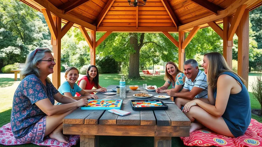 family fun under gazebo