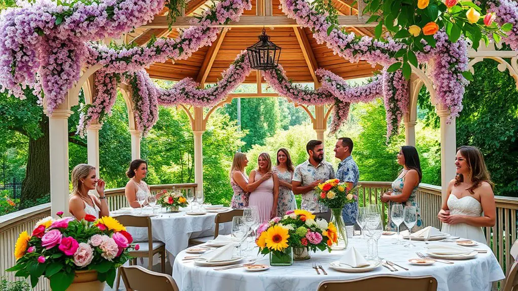 flower themed gazebo party