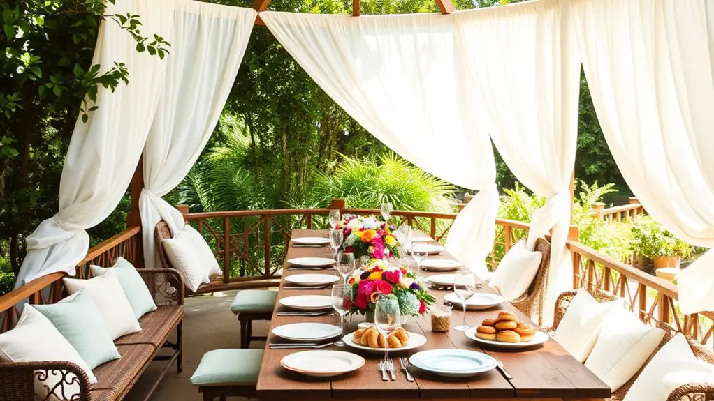 garden brunch gazebo setup