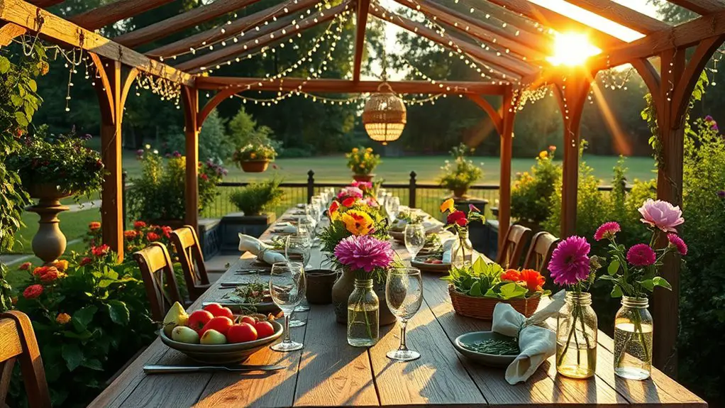 garden dinner in gazebo