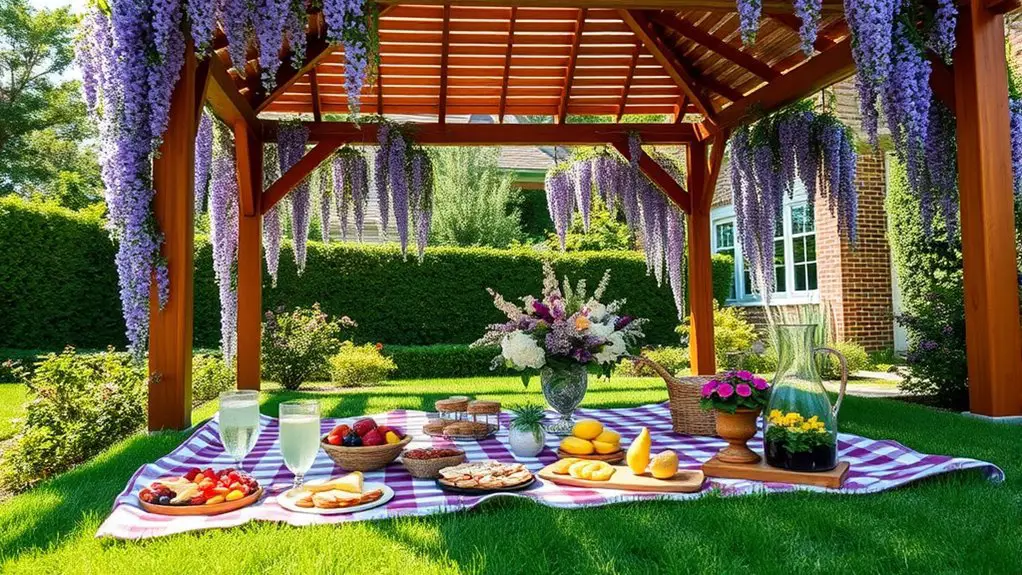 garden picnic under gazebo