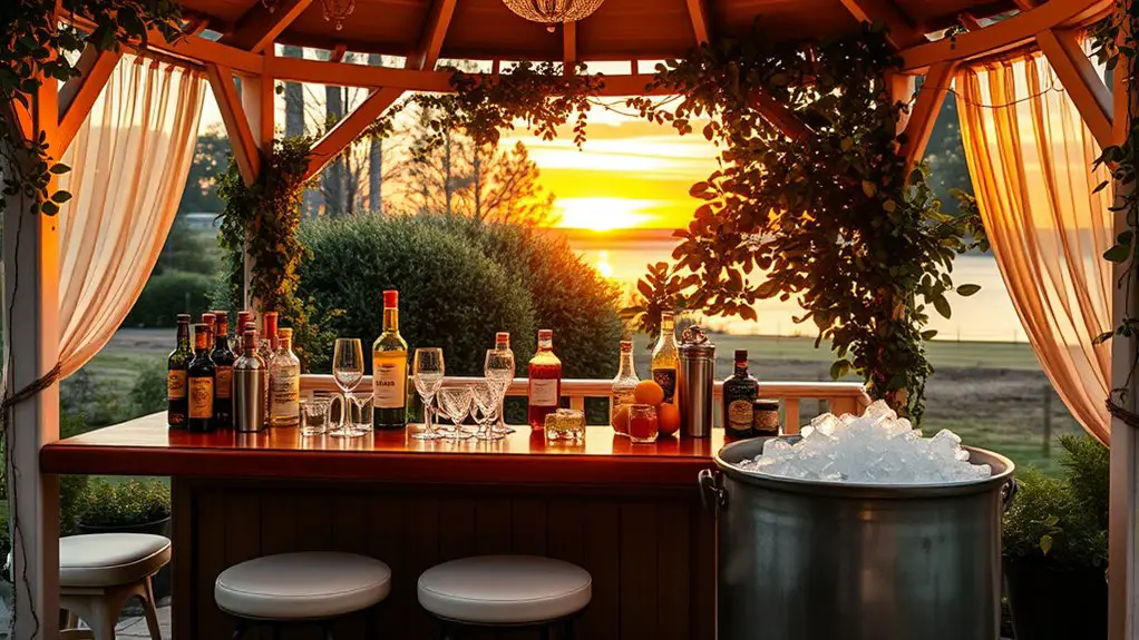 gazebo bar cocktail setup