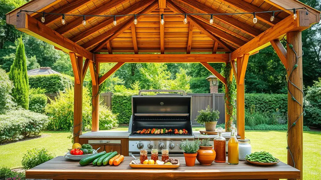 gazebo barbecue station setup