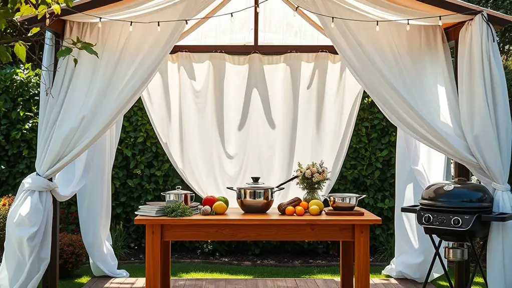 gazebo cooking demonstration setup