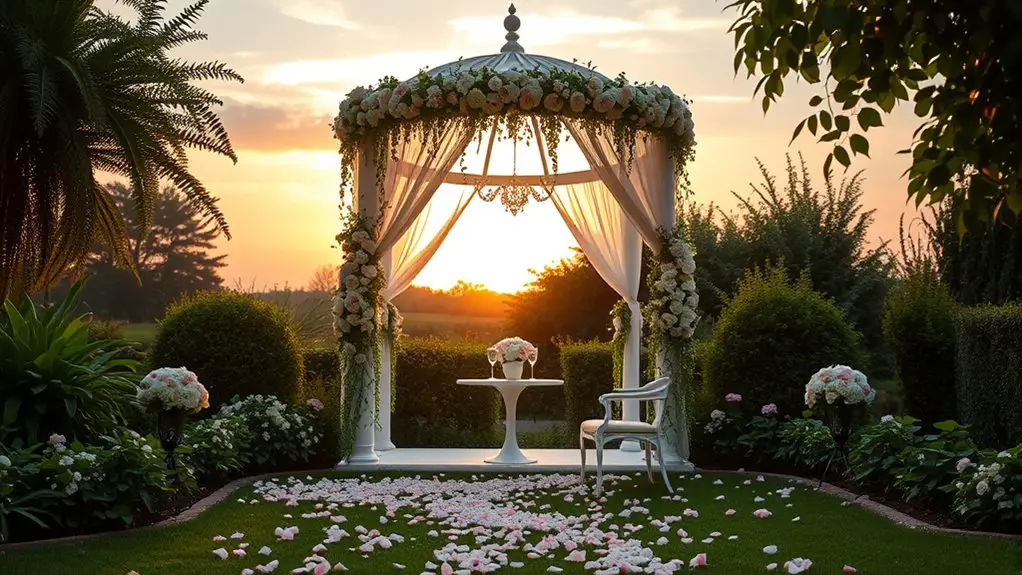 gazebo proposal celebration setup