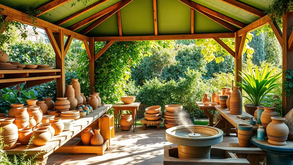 gazebo setup for pottery classes