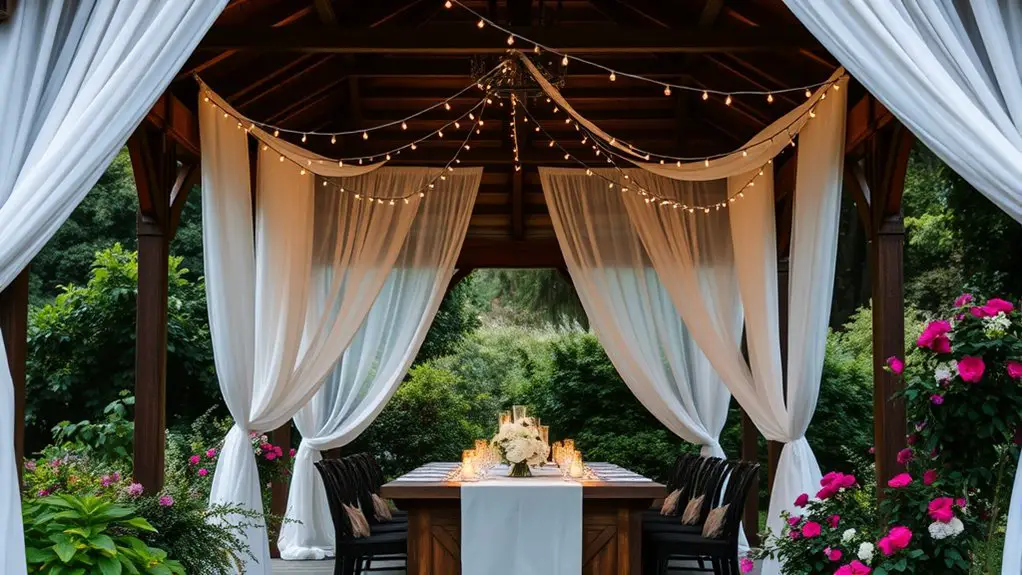 gazebo wedding dinner setup