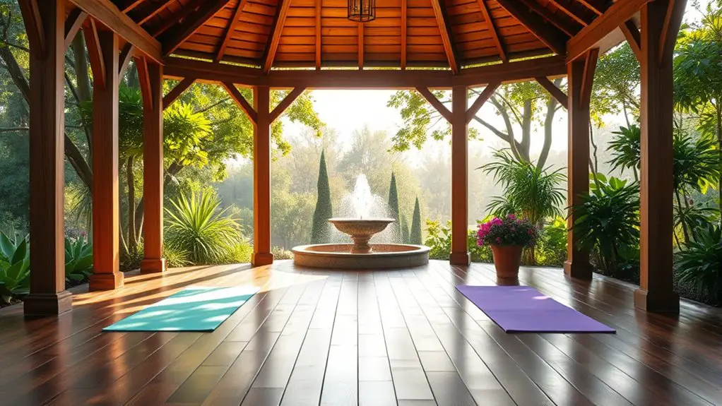gazebo yoga class setup