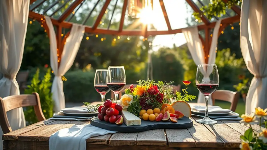 gourmet dining under gazebo