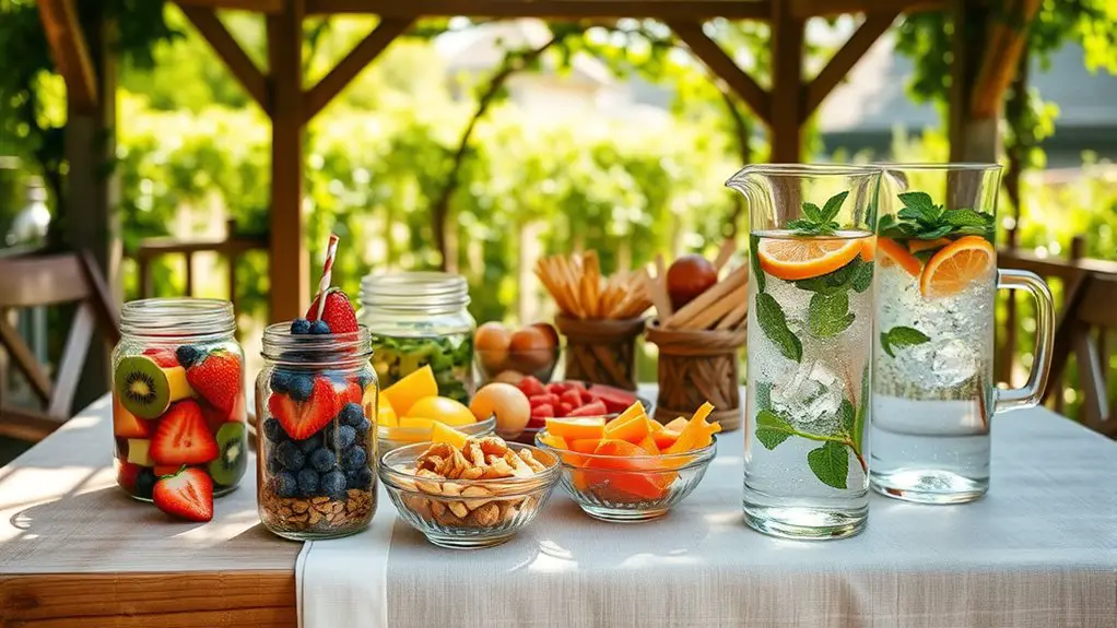 healthy snacks and beverages