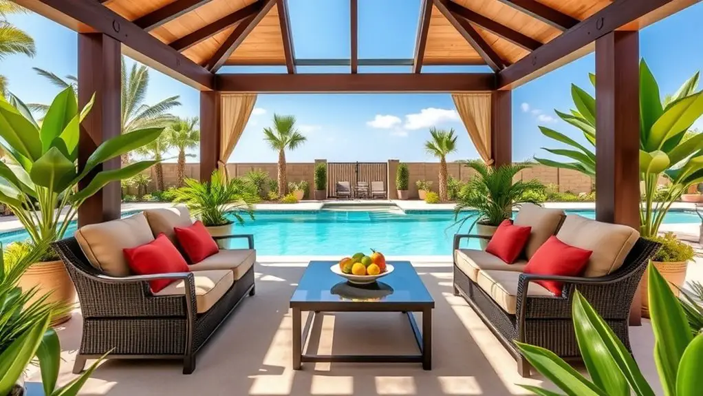 ideal gazebo poolside furniture