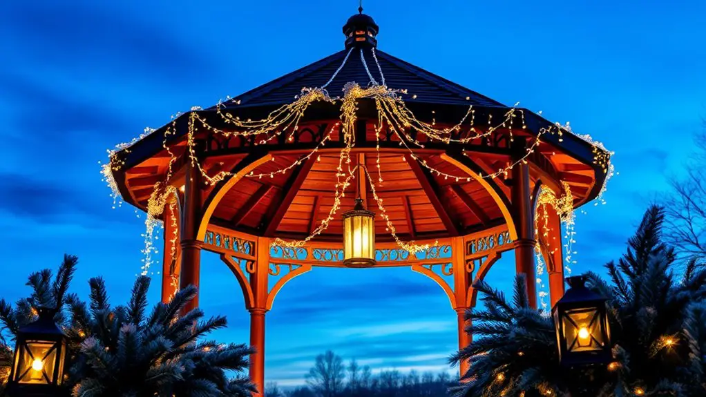 illuminated gazebo with lights