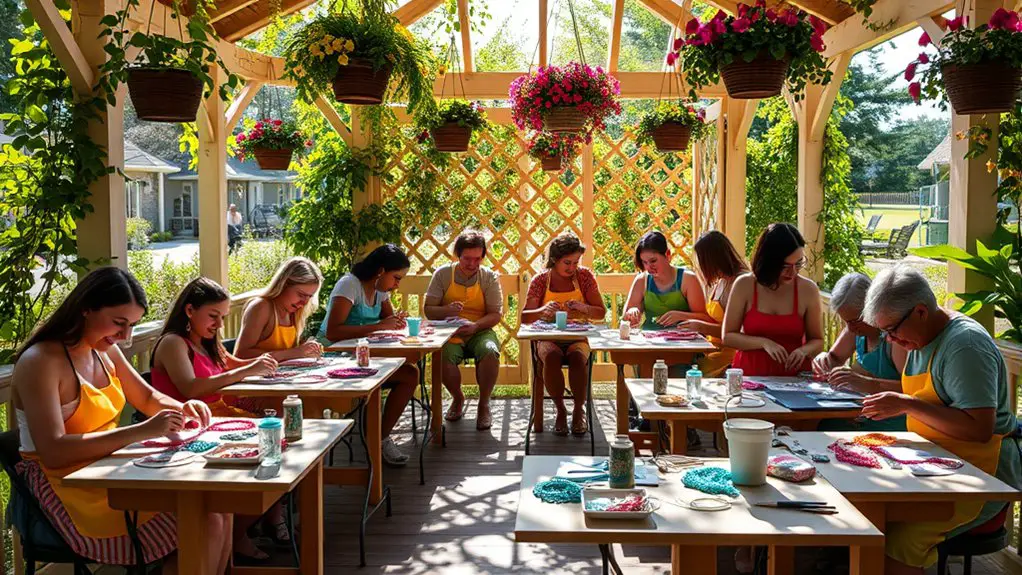 jewelry making class in gazebo