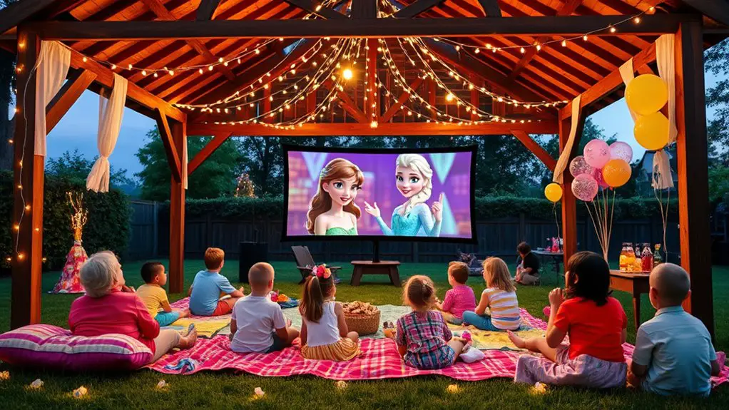 kids movie night under gazebo
