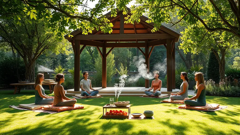 mindfulness retreat under gazebo