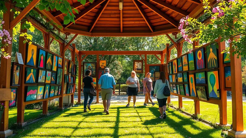 outdoor art exhibition setup