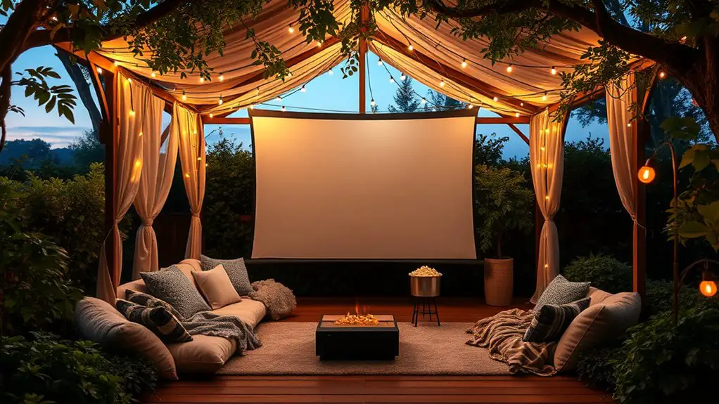 outdoor cinema gazebo setup