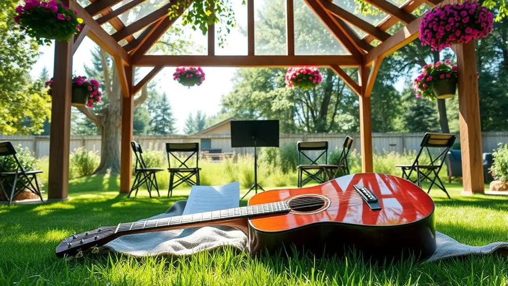 outdoor guitar class setup