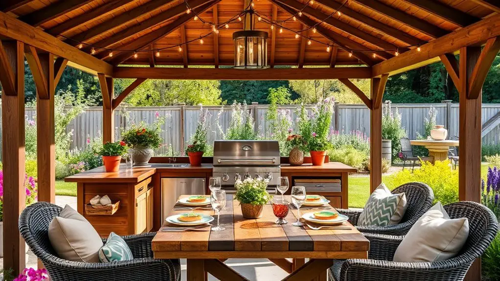 outdoor kitchen gazebo setup
