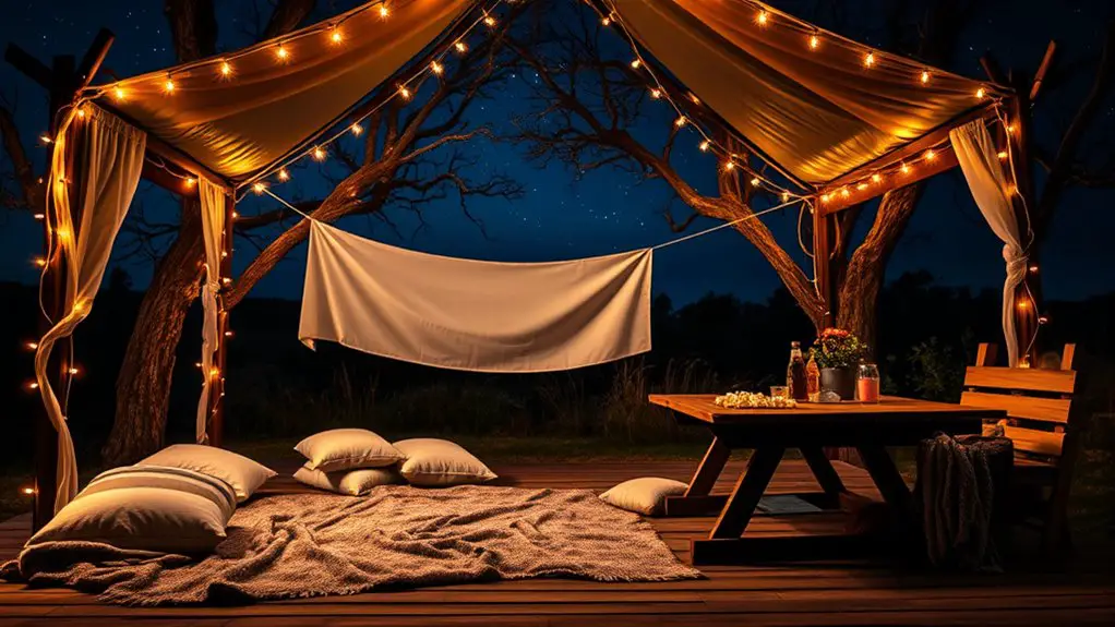 outdoor movie night setup