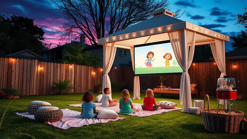 outdoor movie night setup