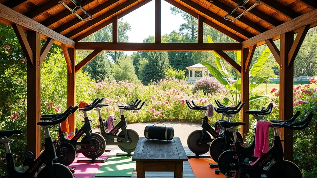 outdoor spin class setup