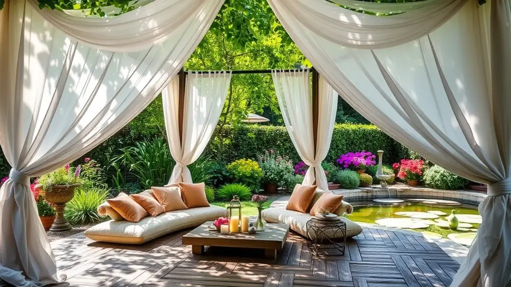 peaceful reflection in gazebo