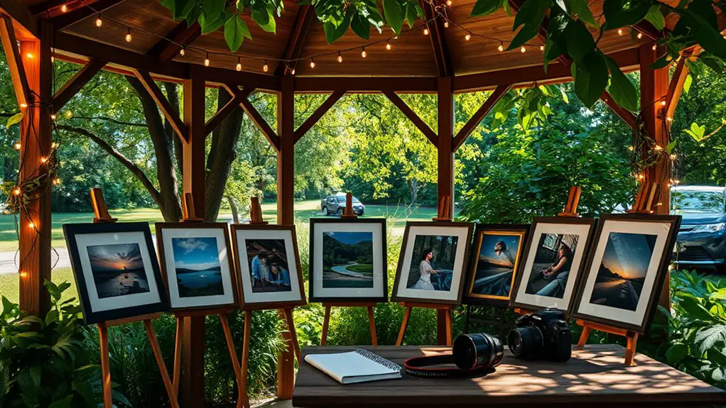 photography exhibition under gazebo