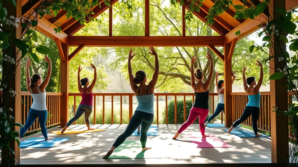 pilates session in gazebo