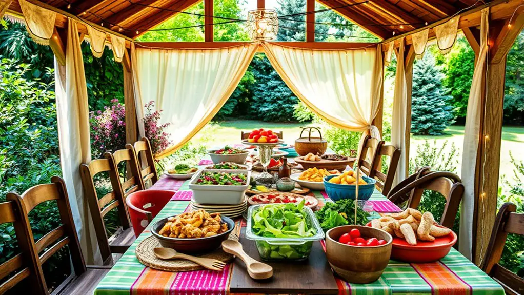 potluck buffet table setup