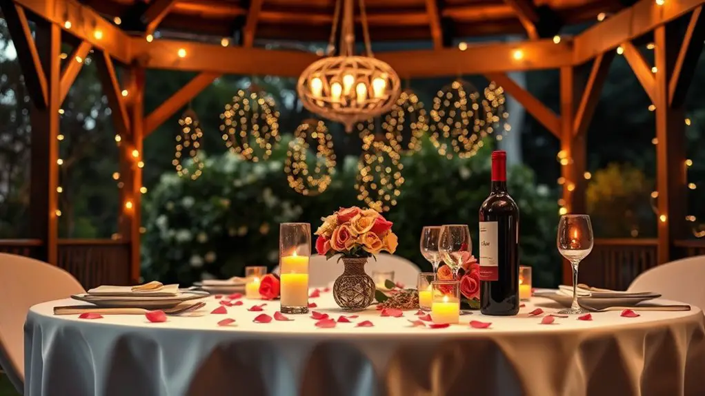 romantic gazebo dinner setup
