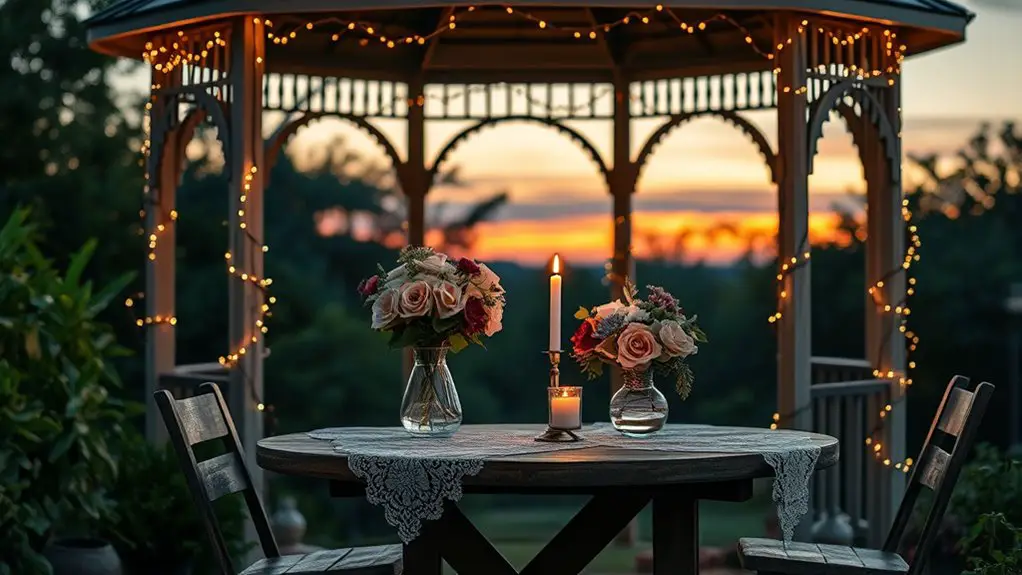 romantic gazebo proposal setup