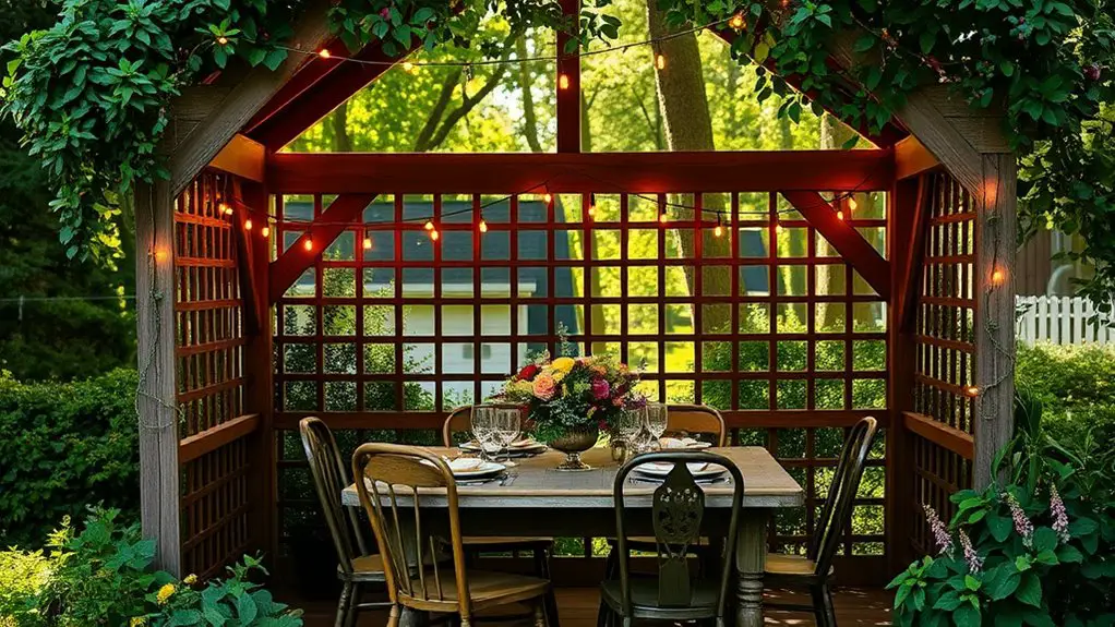 rustic gazebo dining setup
