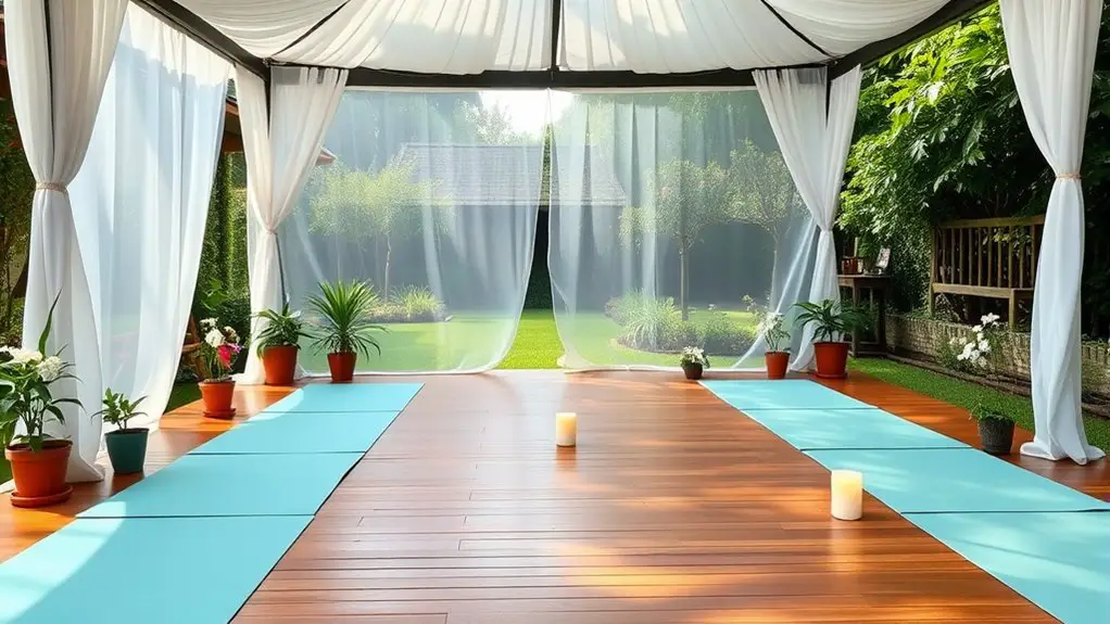 setting up outdoor yoga