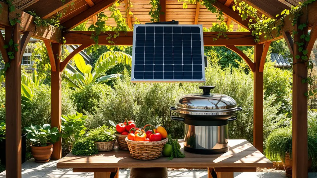 solar cooking gazebo setup
