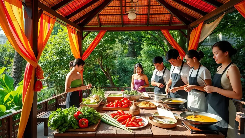 thai cooking in gazebo